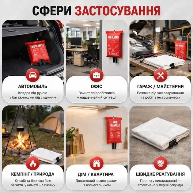 Огнетушащее одеяло из стекловолокна FARE BLANKET 1,5 х 2,0 м - изображение 6