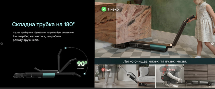 Пилосос для вологого та сухого прибирання Tineco FLOOR ONE i7 Fold - изображение 12