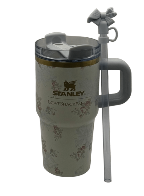 Термос термочашка Stanley Quencher H2.0 Tumbler з нержавіючої сталі 0,59 л LoveShackFancy Floral Ribbon Blue KT6007863 - зображення 4