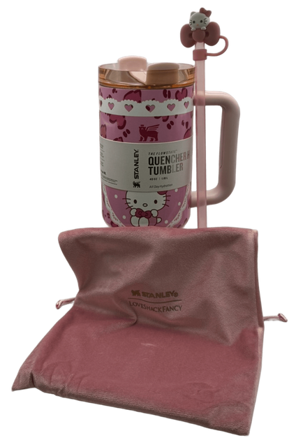 Термос термочашка Stanley Quencher H2.0 Tumbler Світиться у темряві 1,18 л Hello Kitty Pink Love Edition KT7001978 - зображення 4