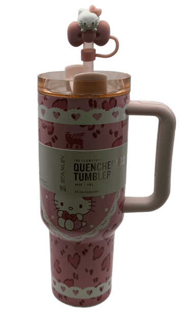Термос термочашка Stanley Quencher H2.0 Tumbler Світиться у темряві 1,18 л Hello Kitty Pink Love Edition KT7001978 - зображення 8