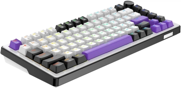 Клавіатура бездротова Hator Hellyberry HK75 Mechanical Linear RGB Wireless/Bluetooth/USB White/Violet (HK75_wireless) - Фото 4 Клавіатура бездротова Hator Hellyberry HK75 Mechanical Linear RGB Wireless/Bluetooth/USB White/Violet (HK75_wireless) - зображення 4