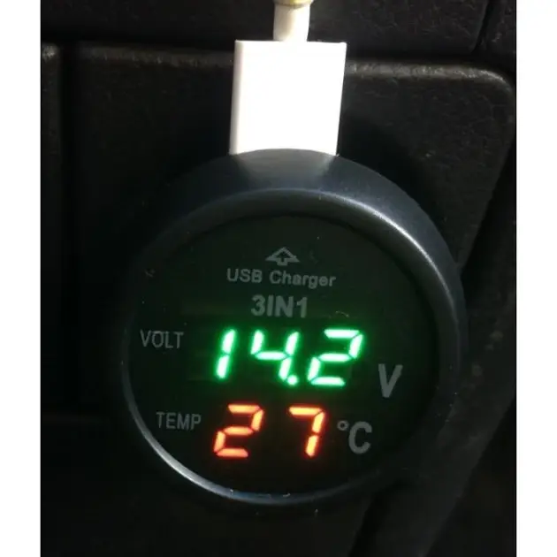 Автомобильный вольтметр с термометром зарядка usb VST 706 - Фото 5 Автомобильный вольтметр с термометром зарядка usb VST 706 - изображение 5