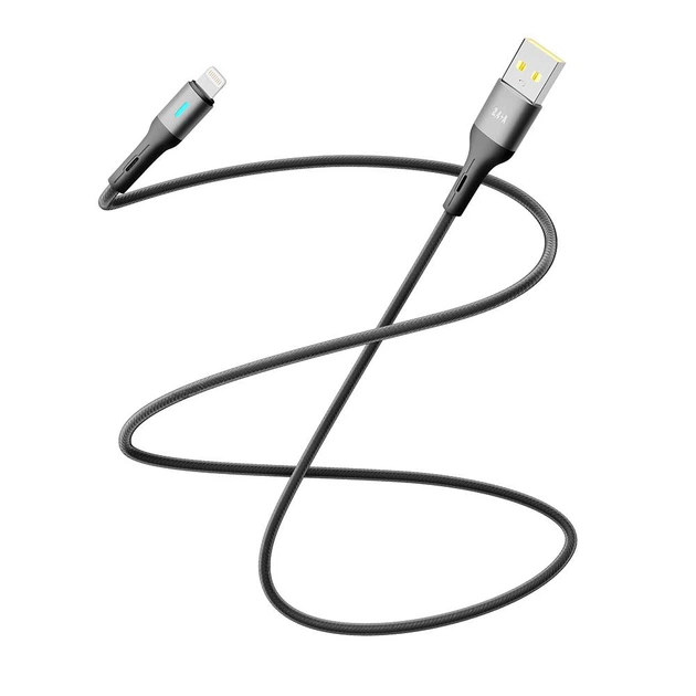 Кабель для зарядки и обмена данными USB Yoki YK-LE17 LED Series USB/Lightning 12W 2.4A/5V 1.2 m Black - изображение 3