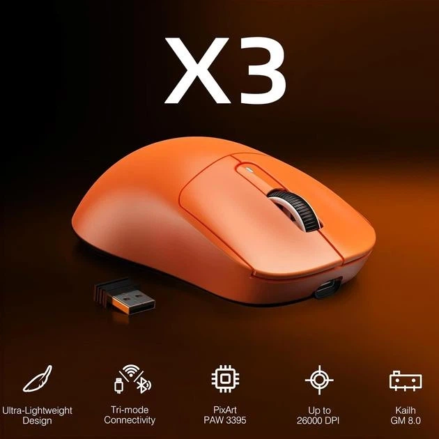 Ігрова бездротова миша ATTACK SHARK X3 Orange - изображение 15