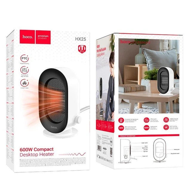 Тепловентилятор Hoco HX25 600W Heater White - зображення 6