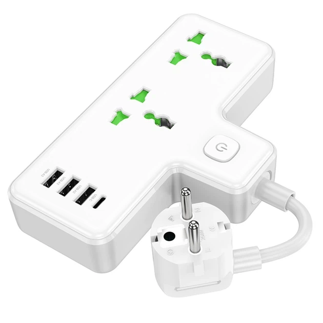 Сетевой удлинитель Hoco AC11A Voyage 2-Position Expansion Socket (1C3A) (8.5 cm) White - изображение 4