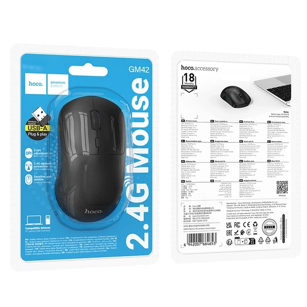 Беспроводная мышь Hoco GM42 Platino 2.4G Wireless Mouse Black - изображение 2