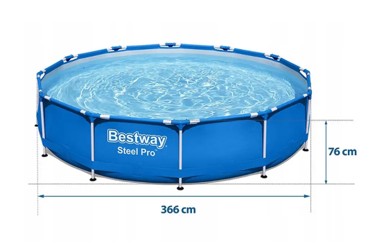 Круглый каркасный бассейн для отдыха на природе Bestway 366 x 76 см для всей семьи, с фильтр-насосом, для дачи и детей из ПВХ - изображение 2