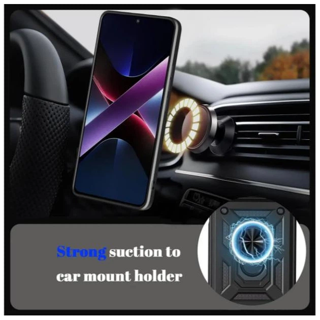 Чехол Camshield c кольцом-подставкой на Poco X8 Pro Max (5G) / black - Фото 3 Чехол Camshield c кольцом-подставкой на Poco X8 Pro Max (5G) / black - изображение 3