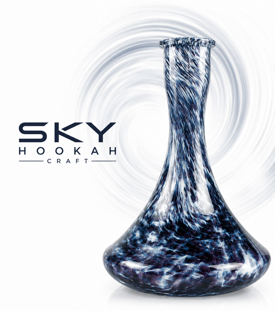 Колба Sky Hookah Craft Скай Хука Крафт для кальяна 27 см ударопрочное стекло 1.8 литра под уплотнитель черно-белая крошка - Фото 3 Колба Sky Hookah Craft Скай Хука Крафт для кальяна 27 см ударопрочное стекло 1.8 литра под уплотнитель черно-белая крошка - изображение 3