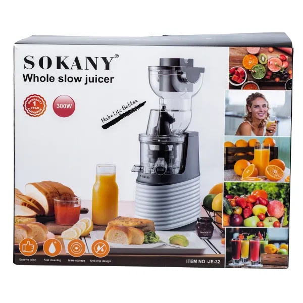Шнековая соковыжималка SOKANY JE-32 300 Вт реверс - изображение 4
