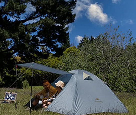Намет чотиримісний NatureHike туристичний легкий 2.8 кг 210×210(+55)×100 см світло-сірий - зображення 4
