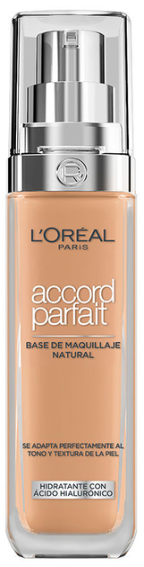Тональна основа L'Oreal Paris Accord Parfait зволожувальна 7D/W Golden Amber 30 мл (3600522839132) - Фото 1 Тональна основа L'Oreal Paris Accord Parfait зволожувальна 7D/W Golden Amber 30 мл (3600522839132) - зображення 1