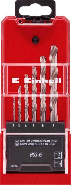 Zestaw wierteł Einhell do metalu HSS-G Silver 6 szt. (49205506) - Zdjęcie 1 Zestaw wierteł Einhell do metalu HSS-G Silver 6 szt. (49205506) - obraz 1