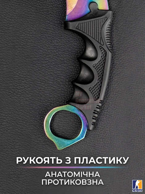 Нож кс го карманный металлический тактический острый ножик нескладной керамбит из игры cs go нержавеющей стали фиксированный клинок с кольцом под палец + чехол на шнурке в комплекте - изображение 6