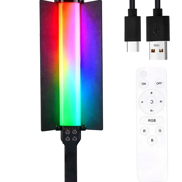 RGB лампа відеосвітло 60 см 25 Вт з пультом USB чорний LS-188 для фото та відео зйомки - зображення 9
