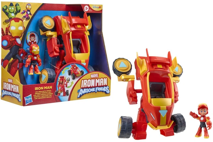 Набір Hasbro Marvel 2 in 1 Iron Man and his awesome friends: Mech Suit and Vehicle 10 см G1474 (5010996313317) - зображення 3