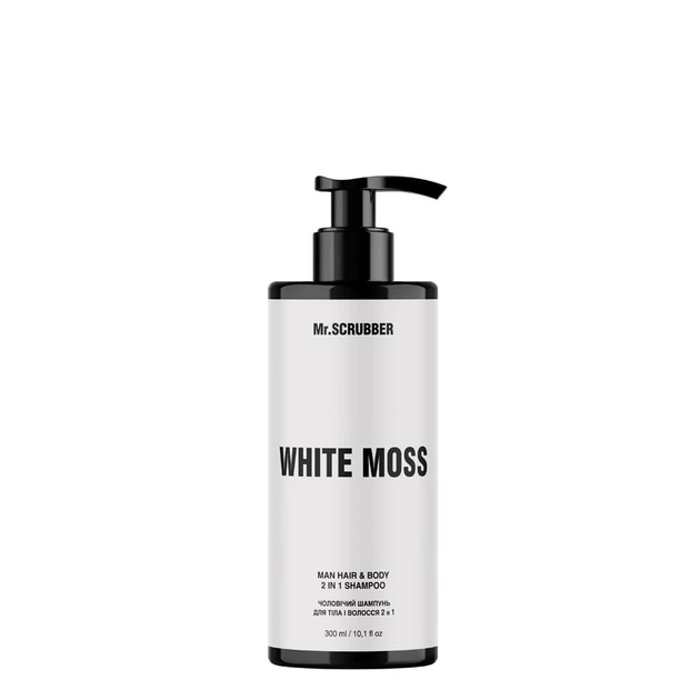 Шампунь для тіла і волосся 2 в 1 Mr.SCRUBBER White Moss Man Hair & Body 2 in 1 Shampoo для очищення та підтримки свіжості з мускусним ароматом 300 мл - Фото 1 Шампунь для тіла і волосся 2 в 1 Mr.SCRUBBER White Moss Man Hair & Body 2 in 1 Shampoo для очищення та підтримки свіжості з мускусним ароматом 300 мл - зображення 1