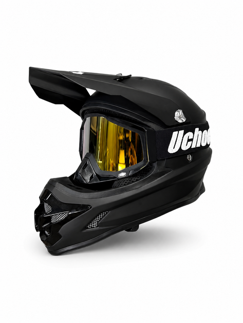 Кросовий мотошолом Uchoose Matte Black Розмір M з окулярами | Шолом для ендуро, мотокросу та ATV - Фото 6 Кросовий мотошолом Uchoose Matte Black Розмір M з окулярами | Шолом для ендуро, мотокросу та ATV - зображення 6