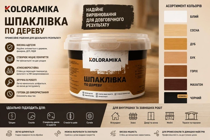 Шпаклівка по дереву Колораміка біла 0.7 кг - зображення 2