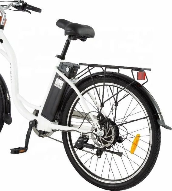 Електровелосипед міський DYU C6 (250 Вт; 12,5 А/год; 36 В), колеса 26", з ручкою газу, білий (ECO_DYU-C6-white) - изображение 5