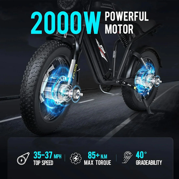 Електровелосипед SAMEBIKE M20 III (2000 Вт; 36 А * рік; 48 В), колеса 20 ", з ручкою газу, зелений (ECO_SMB-M20-III-green) - зображення 14