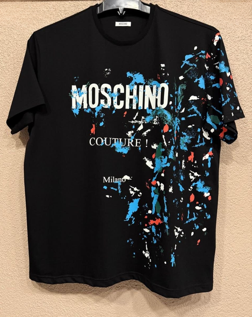 Чоловіча футболка батальна Moschino чорний бавовна 7ХL (1058) - Фото 1 Чоловіча футболка батальна Moschino чорний бавовна 7ХL (1058) - изображение 1