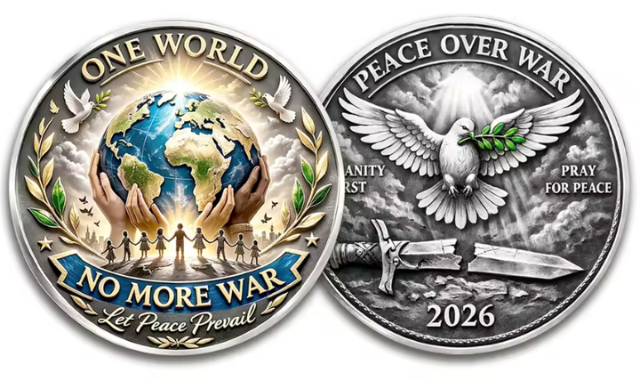 Сувенірна пам'ятна монета World Peace 2026. Мир у світі - Фото 2 Сувенірна пам'ятна монета World Peace 2026. Мир у світі - изображение 2