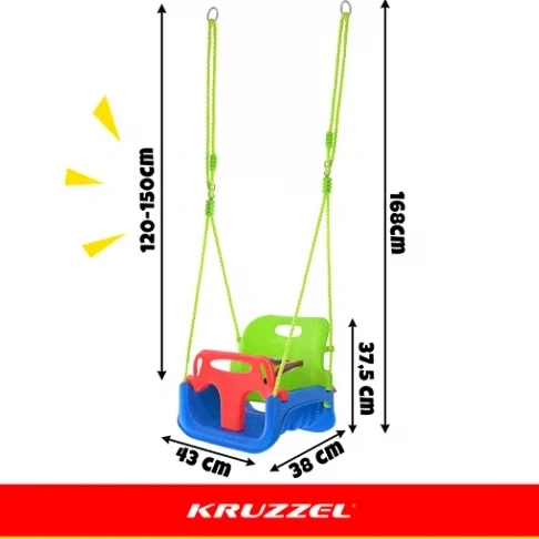 Детская качеля-трансформер 3 в 1 до 30 кг разноцветная Kruzzel для дома и сада - Фото 4 Детская качеля-трансформер 3 в 1 до 30 кг разноцветная Kruzzel для дома и сада - изображение 4
