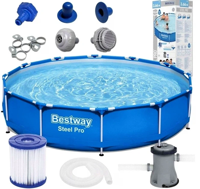 Бассейн каркасный Bestway 56681 366х76 см с насосом и фильтром 6473 л для дачи - изображение 2