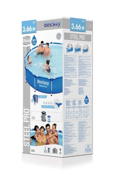 Бассейн каркасный Bestway 56681 366х76 см с насосом и фильтром 6473 л для дачи - изображение 4