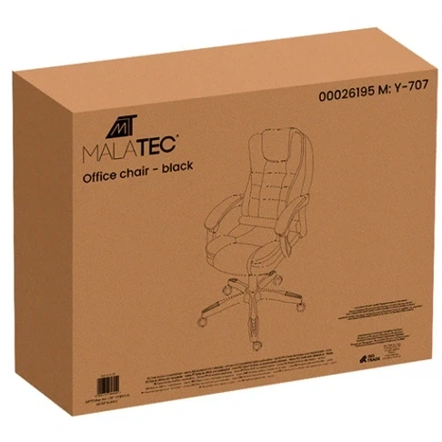 Офисное кресло с подставкой для ног Malatec черное регулируемое с вращением и полиуретановыми роликами - изображение 3