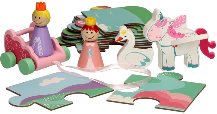 Puzzle drewniane Small Foot Jednorożce z figurkami w walizce 12 elementów 7510175 (3800966033756) - obraz 2