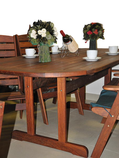 Стіл стаціонарний Hudson oval table 2000 x 1000 мм з червоного дерева Мербау - зображення 9