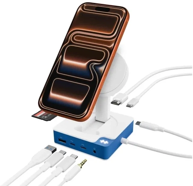 Hub USB Hyper HyperDrive Flex MagCharge USB-C Hub White/Blue (HD8100BUGL) - Zdjęcie 2 Hub USB Hyper HyperDrive Flex MagCharge USB-C Hub White/Blue (HD8100BUGL) - obraz 2