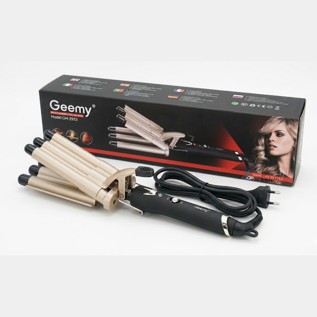 Плойка-щипцы для волос 5 волн Geemy GM-2933 с керамическим покрытием - Фото 3 Плойка-щипцы для волос 5 волн Geemy GM-2933 с керамическим покрытием - изображение 3