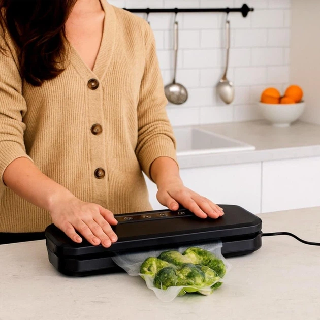 Вакуумный домашний упаковщик с пакетами автоматический Vacuum Sealer Вакууматор бытового аппарата для упаковки продуктов - изображение 9
