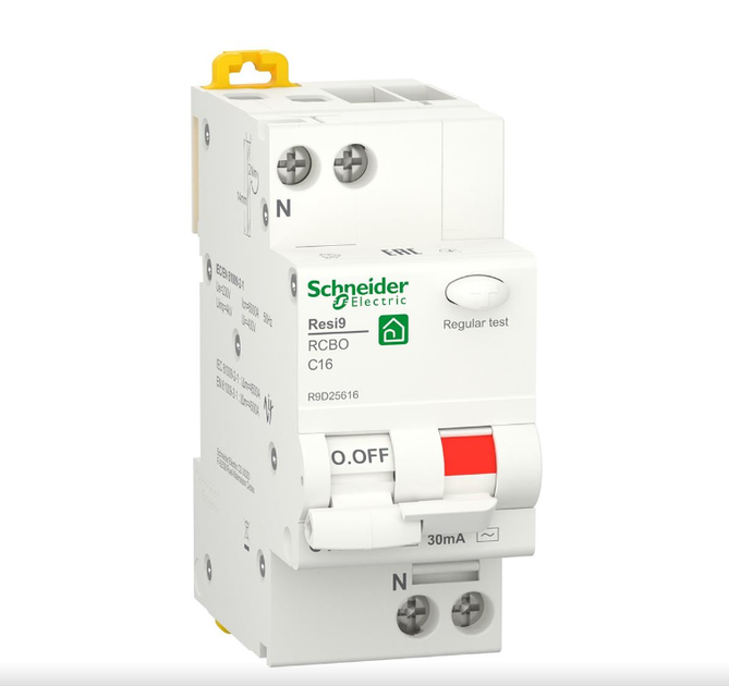Диференціальний автоматичний вимикач Schneider Electric RESI9 6kA 1P+N 16A C 30mA (R9D25616) - Фото 1 Диференціальний автоматичний вимикач Schneider Electric RESI9 6kA 1P+N 16A C 30mA (R9D25616) - зображення 1