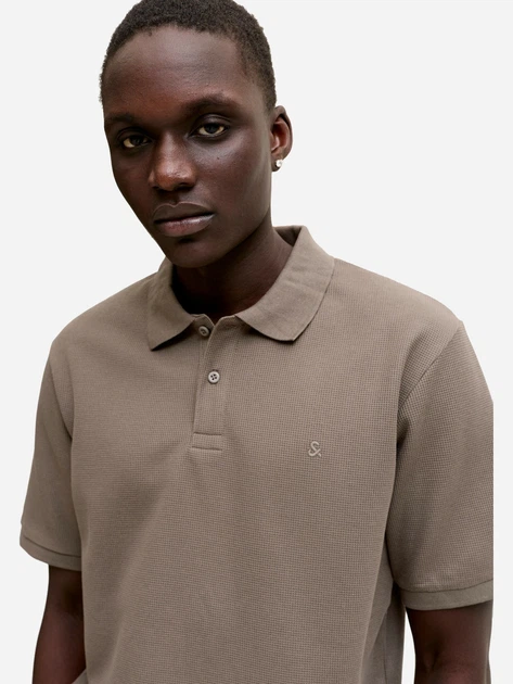 Поло длинное мужское Jack & Jones 12268130-Falcon S Бежевое (5715830455108) - изображение 4