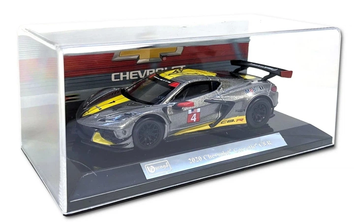 Model metalowy Bburago Race 2020 Chevrolet Corvette C8R 1:43 Szaro-żółty 18-38312 (4893993383122) - obraz 3