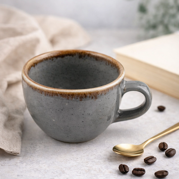 Чашка для еспресо Porland Seasons Dark Gray 80 мл порцелянова кавова чашка для espresso та міцної кави 312109/DG-6 - Фото 1 Чашка для еспресо Porland Seasons Dark Gray 80 мл порцелянова кавова чашка для espresso та міцної кави 312109/DG-6 - зображення 1