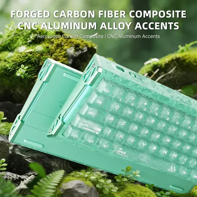 Магнитная клавиатура Attack Shark R68 HE Lake Green Forged Carbon, 65%, Hall Effect, Rapid Trigger, 8000 Гц опроса, RGB - изображение 3