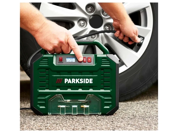 Портативный компрессор Parkside 150 Вт 12/230 В макс давление 8 бар для накачивания мячей и велосипедных шин - изображение 5