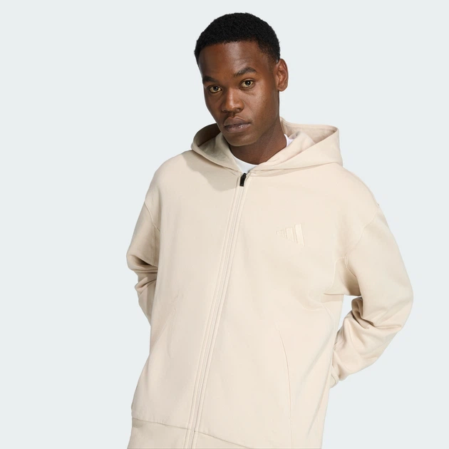 Мужское худи ALL SZN Fleece Full-Zip adidas KC3161 (2XL) бежевый (4068822473897) - изображение 4
