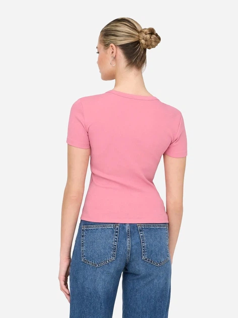 Футболка хлопковая женская ONLY 15369240-Wild Rose S Розовая (5715830215702) - изображение 2