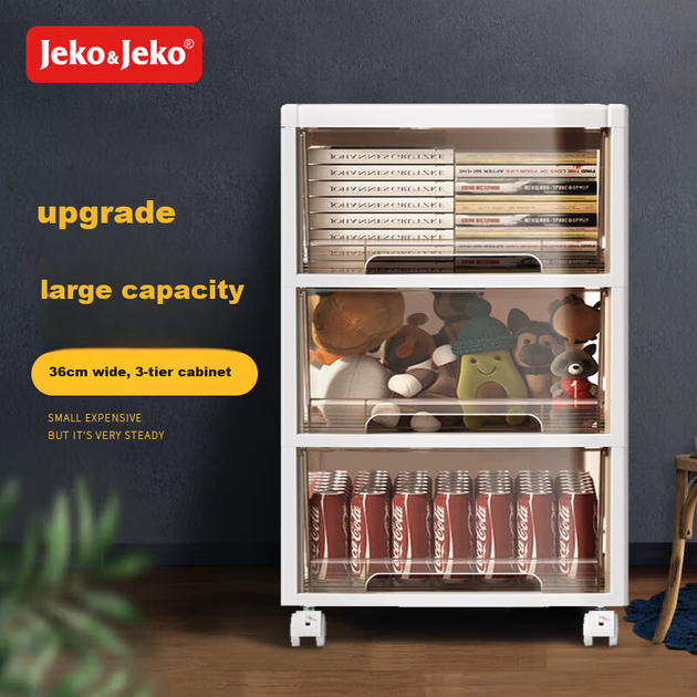 Шкаф для хранения вещей JEKO&JEKO, детский шкаф, шкаф для хранения закусок и игрушек, органайзер, комод с пятью ящиками, прикроватная тумбочка, кофейный цвет, три яруса. - изображение 2