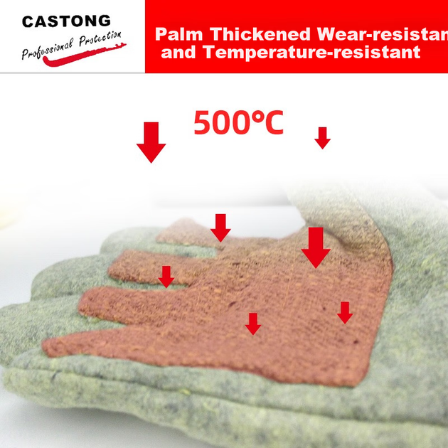 Термостойкие перчатки CASTONG ABG-5T, утеплитель до 500°C, огнестойкие, защита от ожогов, утолщенные. - изображение 3