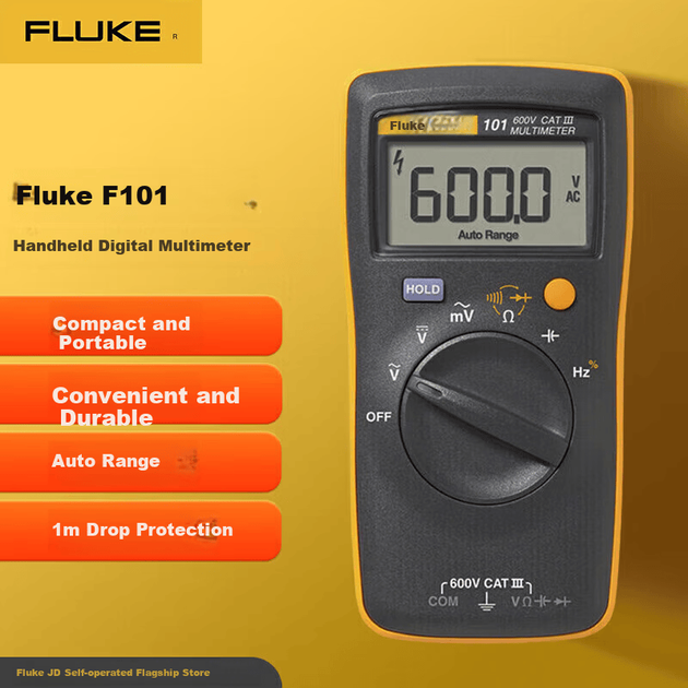 Цифровой портативный мультиметр FLUKE F101 с автоматическим выбором диапазона и функцией проверки измерительных приборов. - Фото 1 Цифровой портативный мультиметр FLUKE F101 с автоматическим выбором диапазона и функцией проверки измерительных приборов. - изображение 1