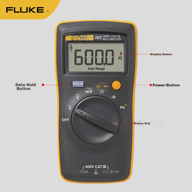 Цифровой портативный мультиметр FLUKE F101 с автоматическим выбором диапазона и функцией проверки измерительных приборов. - Фото 3 Цифровой портативный мультиметр FLUKE F101 с автоматическим выбором диапазона и функцией проверки измерительных приборов. - изображение 3